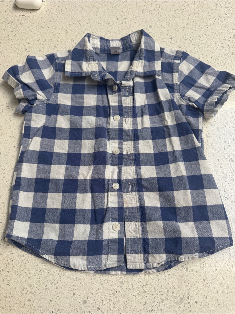 Boys Blue & White Gingham Button-Down Shirt